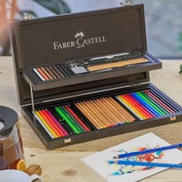 Art & Graphic valigetta in legno 53 pezzi